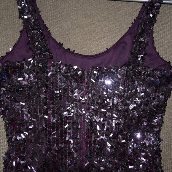 Deep Purple cocktail midi DRESS sequin embellished Suzi Chin S M 6 ERAS TOUR - Picture 8 of 13